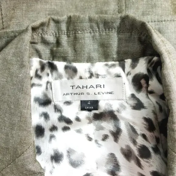 Tahari Arthur Levine linen blend blazer jacket 4 - Picture 10 of 11